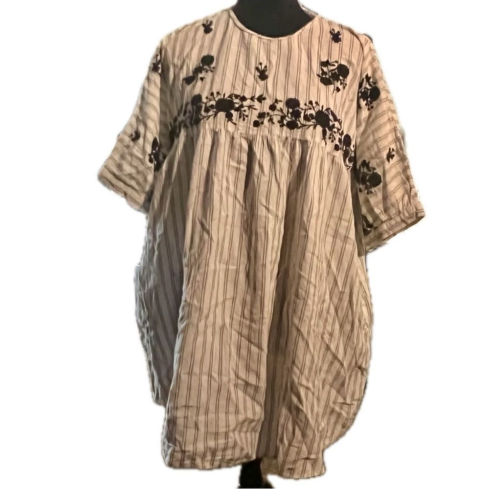 Zara TRF‎ collection floral embroidered knee length dress with pockets small